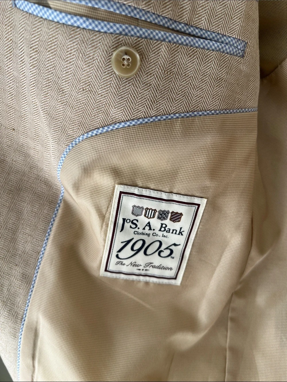 Jos A. Banks Beige Linen & Cotton blazer